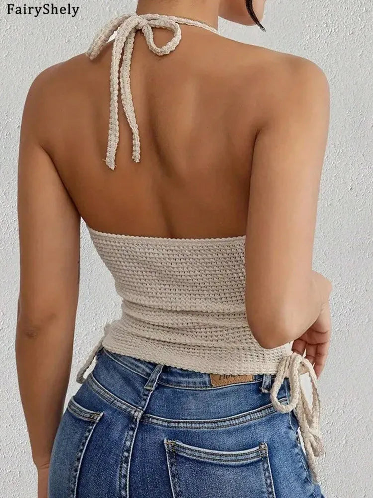 Sexy Neckholder Crop-Top für Damen